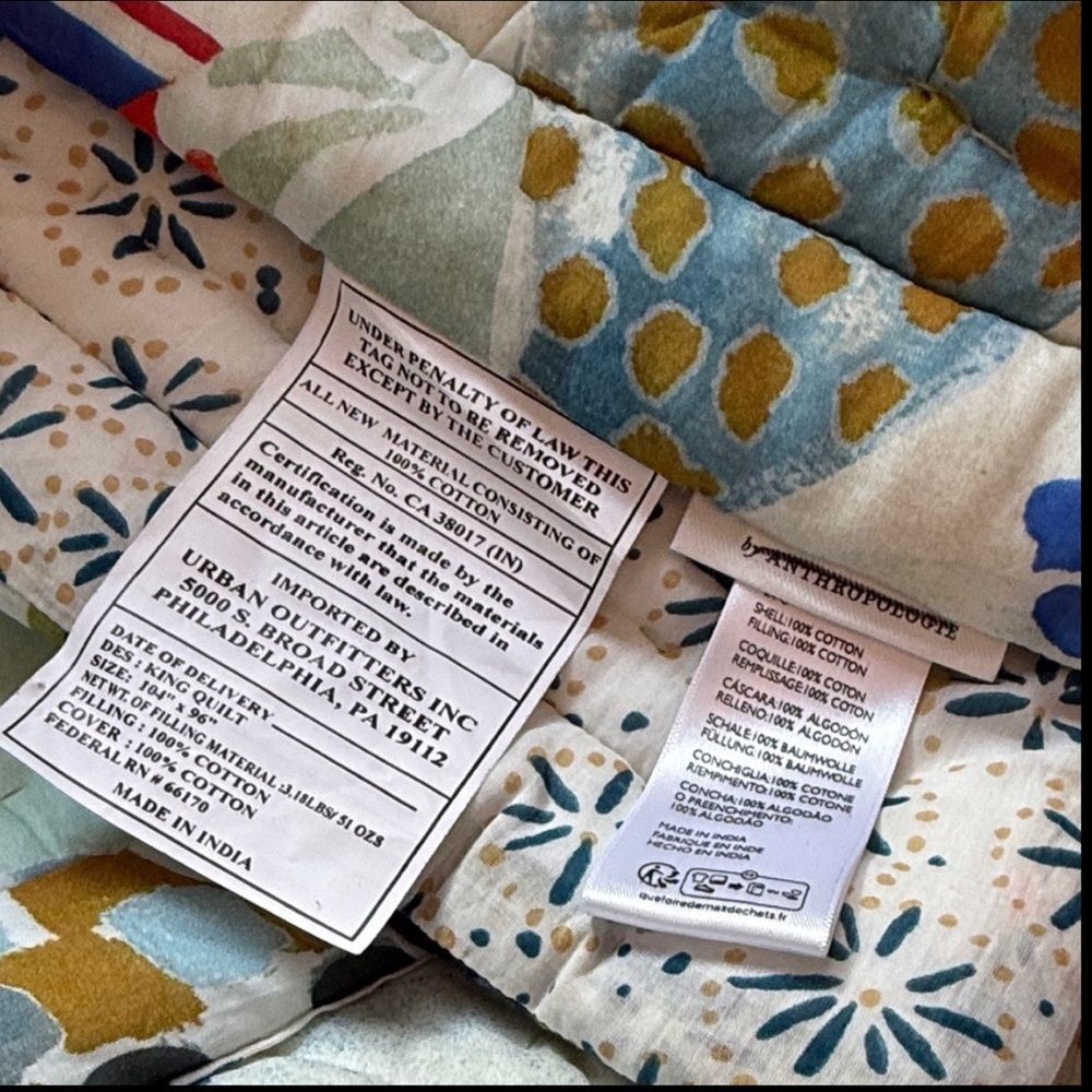 New Anthropologie 100% Cotton Voile Printed Quilt Collection Size King - Picture 11 of 12